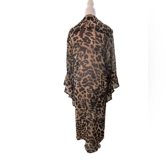 SHEER LEOPARD ANIMAL PRINT KIMONO, XL - Picture 8 of 9